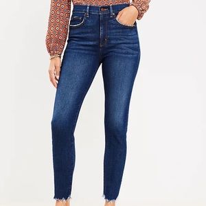 loft chewed hem high rise skinny jeans